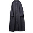 thumbnail image 3 of Riforla Fashion Linen Dress Women's High End Medium Long Loose Casual Cotton Linen Shirt Skirt Women Tunic Dress Navy M, 3 of 4