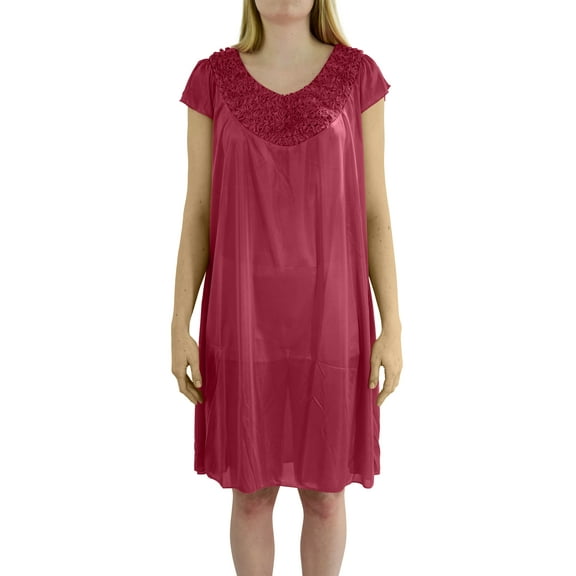 EZI Women's 'Stacy' Cap Sleeve Satin Nightgown