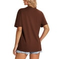 thumbnail image 4 of ZQUUVOU Women's Cotton T-Shirts Solid Color Summer Short Sleeve V-Neck Top(Khaki,S), 4 of 4