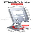 thumbnail image 1 of Support de Tablette Rotatif à 360° pour iPad, Support de Tablette Pliable Réglable, Support de Téléphone en Aluminium Compatible avec iPad Pro/ Air/ Mini, 1 of 17