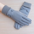 thumbnail image 1 of Guantes cálidos de terciopelo para pantalla táctil de otoño e invierno para mujer, de algodón, para montar al aire libre, de cuero y terciopelo, 1 of 4