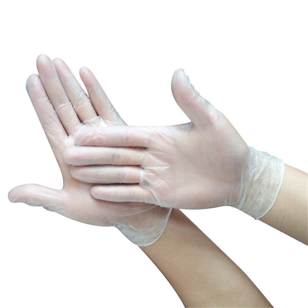 White, M Yamasaki 100PCS/Box Disposable Gloves Rubber Powder-Free PVC Transparent Gloves S/M/L