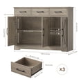 thumbnail image 2 of Homfa 42.5'' Kitchen Buffet Sideboard Cabinet, 3 Drawers Farmhouse Barn Doors Wood Coffee Bar Storage Cabinet with Adjustable Shelf, Wash Gray, 2 of 7
