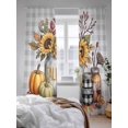 thumbnail image 3 of Thanksgiving Sheer Curtains 96 inches Long, Sunflower Fall Pumpkin Bottle Plant Gray Plaid Light Filtering Sheer Window Curtains Rod Pocket Voile Drapes for Bedroom Living Room, 52"W x 96"L 2 Panels, 3 of 7