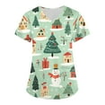 thumbnail image 4 of Garbnen Womens Holiday Scrub Tops Funny Xmas Printed V Neck Short Sleeve Fall Scrubs Top Nursing Tops with Pocket S-5XL, 4 of 5