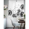 thumbnail image 4 of Dandelion Sheer Curtains 72 Inch Length 2 Panels Set Window Treatments, Black White Modern Country Rustic Plants Rod Pocket Semi Curtains for Living Room/Bedroom/Kitchen Décor, 104"W x 72"L, 4 of 7