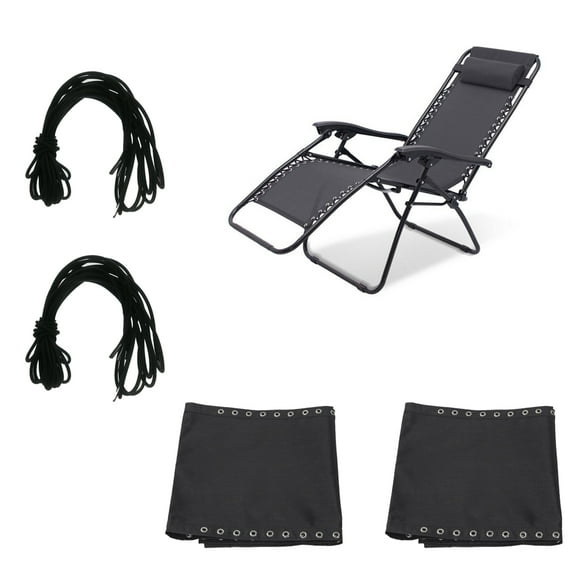 Fabric Mesh Cloth with Ropes for Garden Patio Fishing Leisure Chairs Black