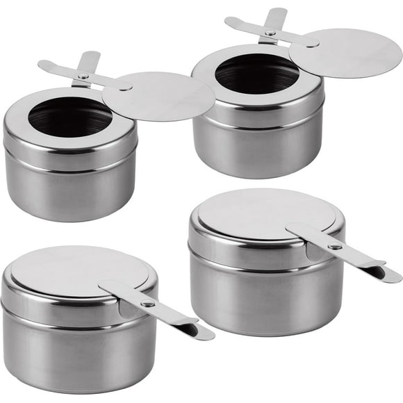 4 Pieces Fuel Paste Containers, Fondue Stove Alcohol Burner, Stainless Steel Chafing Dish Burner, Fuel Paste Containers for Buffet, Fondue, Camping