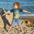 thumbnail image 3 of FORMRS Boys Rash Guard with Short Sleeves UPF 50+ Swim Shirts Sizes 3-12T, Night Forest Scene, 3 of 6