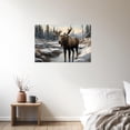 thumbnail image 3 of ZHONGYUTONG Large Moose Wall Art Wildlife Canvas Pictures Rustic Forest Wilderness Animal Painting Elmer Moose Artwork for Home Cabin Wall Decor Frame (20.00" x 30.00"), 3 of 6