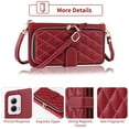 thumbnail image 4 of Dswteny Argyle Wallet Case for Motorola Moto G Power 5G 2024 with Wrist Strap Shoulder Strap Zipper Purse PU Leather Flip Credit Card Holder Stand Accessories Cell Phone Cover for G5 Women Girls Red, 4 of 8