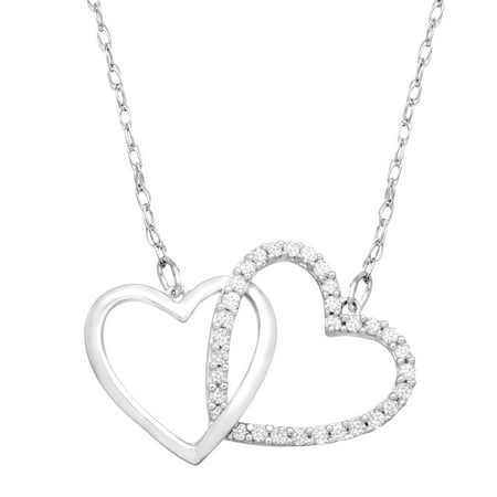 1/4 ct Diamond Linking Heart Necklace in Sterling Silver & Platinum