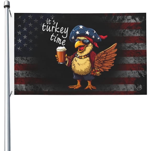 Time To Get Basted Funny Beer Thanksgiving Turkey 3x5 Double Sided Flag Fade Resistant Banner Polyester Flag with 2 Brass Grommets For Indoor Outdoor17