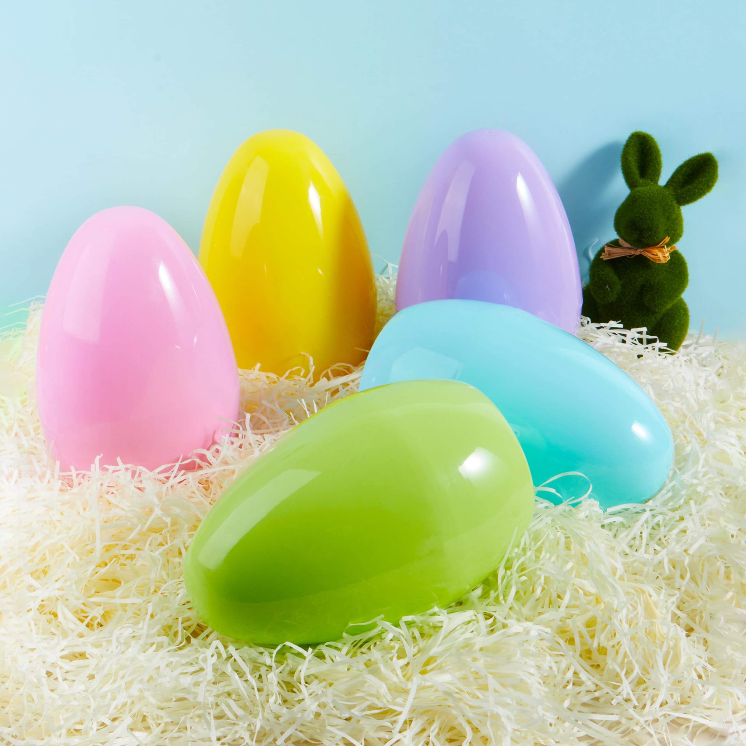 Joyfy 10" Large Easter Eggs, 6 PCS Pastel Plastic Empty Easter Eggs, Fillable Jumbo Easter Eggs for Easter Egg Hunt, Party Favor, Classroom Prize, Decoration