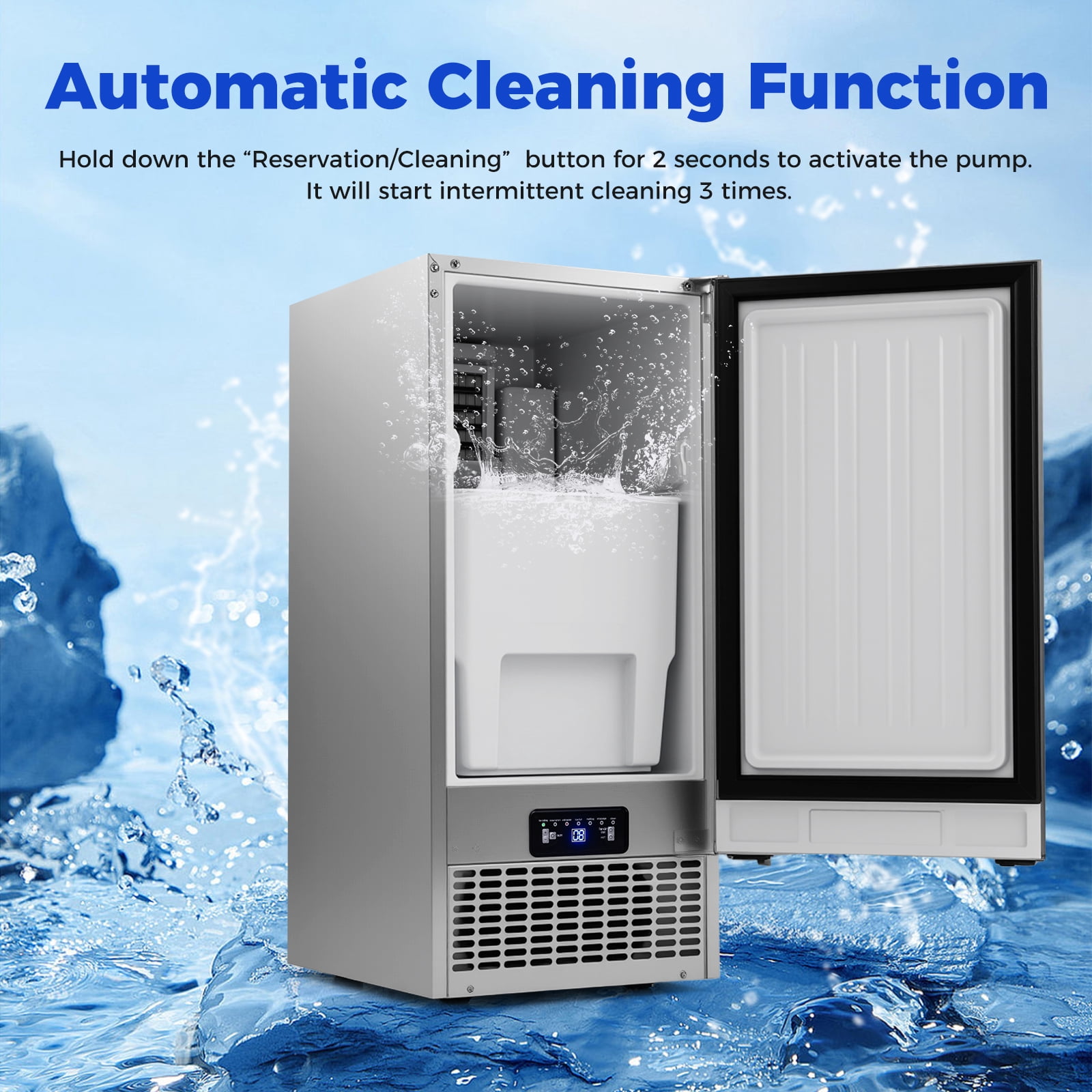 Costway Freestanding Ice Maker, 110 lbs/24H Undercounter/ Ice Machine with 25 lbs Capacity Silver