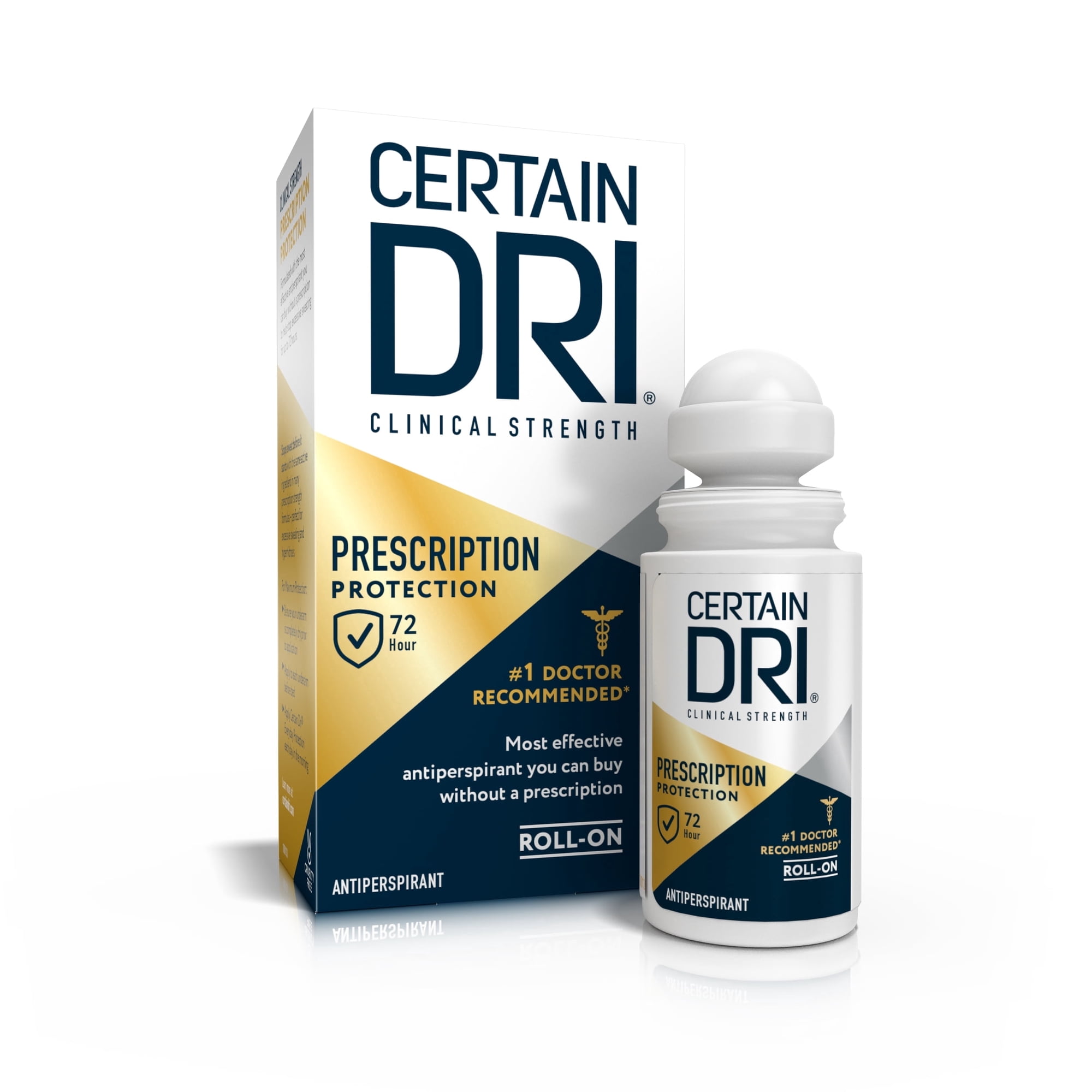Certain Dri Prescription Strength Clinical Antiperspirant Roll-On - 72-Hour Sweat & Odor Protection for Excessive Sweating & Hyperhidrosis 1.2oz