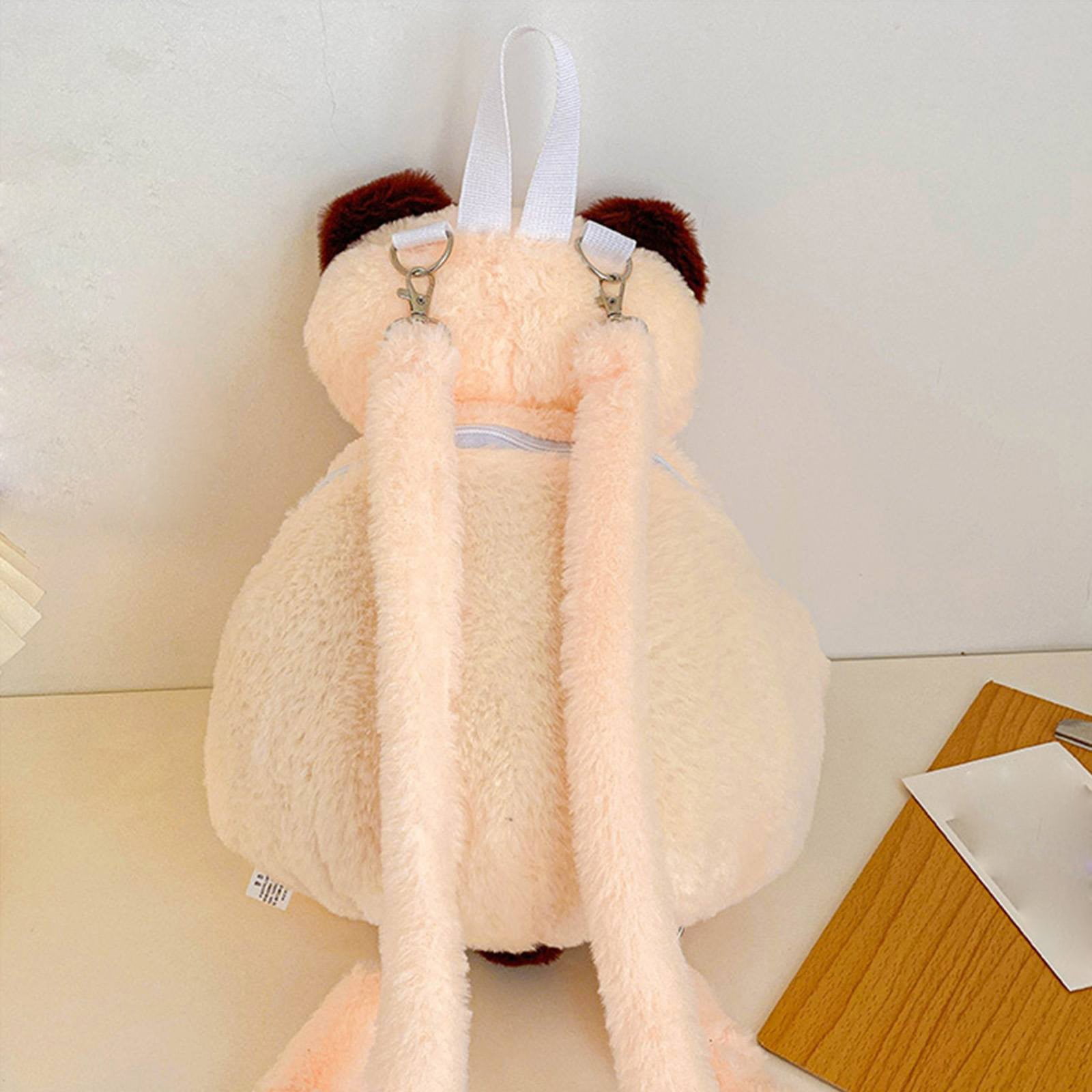 Siamese Cat Backpack, Off-White|Plush Stuffed Cat Animal Backpack Shoulder Bag Crossbody With Adjustable Straps