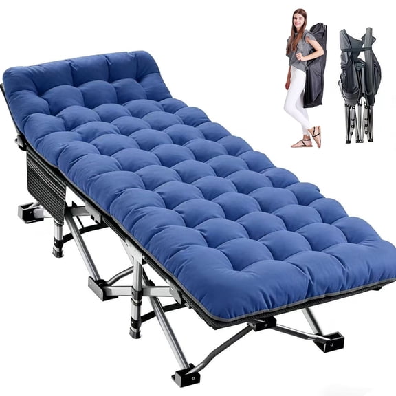 Set of 2 Folding Camping Cot with 2 Sided Mattress & Carry Bag, Sleeping Cot Bed, Portable Guest Bed, Heavy Duty Holds Up to 880 Lbs