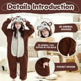 thumbnail image 2 of Unisex Adult Animal Onesie Pajamas Sleepwear Homewear Christmas Pajamas Long Sleeve Zipper Hooded One Piece Pajamas for Family Matching Christmas Outfit for Women and Men, 2 of 8