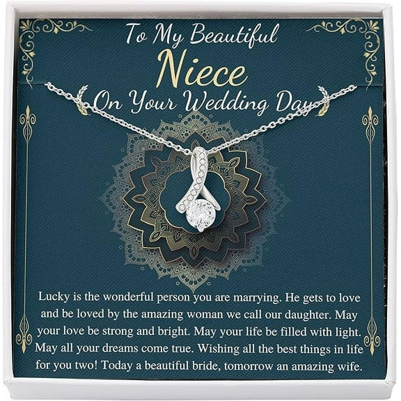Alluring Necklace to Niece from Aunt on Her Wedding, Necklace Gift with Personalized Heart Touching Message Card