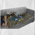 thumbnail image 6 of Gamer Soft Flannel Fleece Blanket, Skeleton Programmer and Hacker in Virtual Reality Eating Fast Food Theme Illustration, Cozy Plush for Indoor and Outdoor Use, 70" x 90", Multicolor, by Ambesonne, 6 of 6
