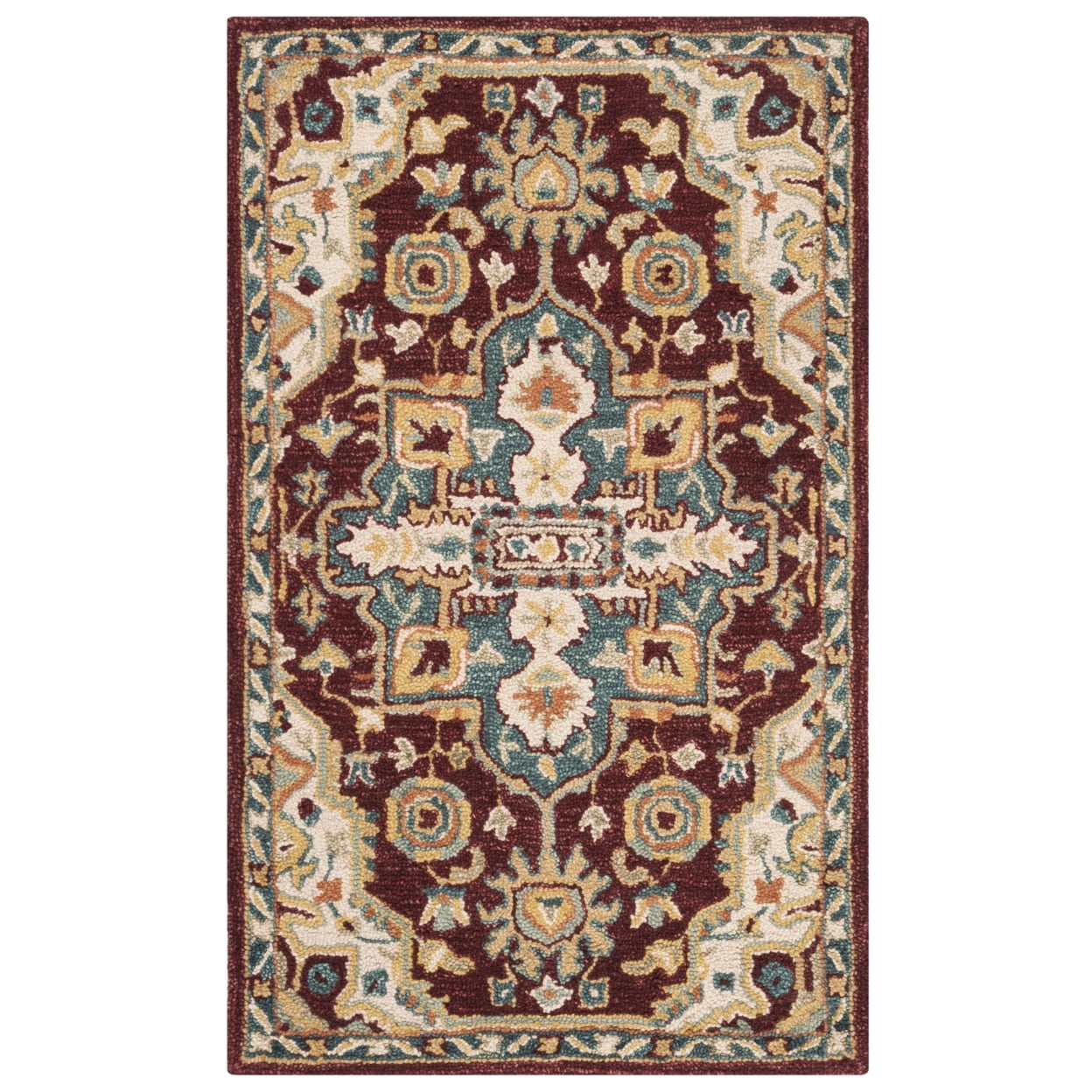 SAFAVIEH Aspen Jerred Southwestern Wool Area Rug, Red/Blue, 3' x 3' Square