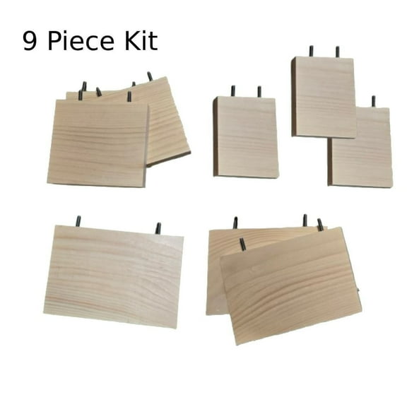 Chinchilla Budget Bundles Ledge Set 9 Piece Kit - Kiln Dried Pine Shelves & Mounting Hardware for Chinchilla & Small Animal Cage