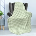 thumbnail image 4 of Geometric Soft Flannel Fleece Throw Blanket, Retro Big Squares Checked Pattern in Soft Colors Monochrome Tile Print, Cozy Plush for Indoor and Outdoor Use, 70" x 90", Lime Green White, by Ambesonne, 4 of 5
