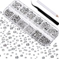 thumbnail image 1 of 2000 piezas gemas plana de espalda redondeo de cristal rianas de 6 tamaños (1,5-6 mm) con tweeze y diamantes de imitación para recolectores para uñas zapatos de ropa de arte decoración esquí esquí Gafas de esquí, 1 of 5