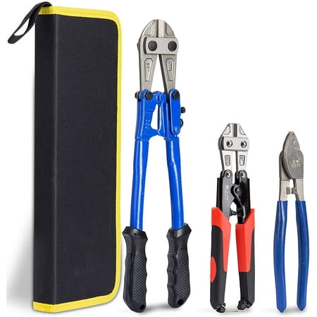 

KOTTO Bolt Cutter Pliers Set Industrial Heavy Duty Soft Rubber 14 and Mini 8 Bolt Cutters 8 High Leverage Cable Cutter with Carrying Case Easily Cut Locks Barbed Wire Thick Wire