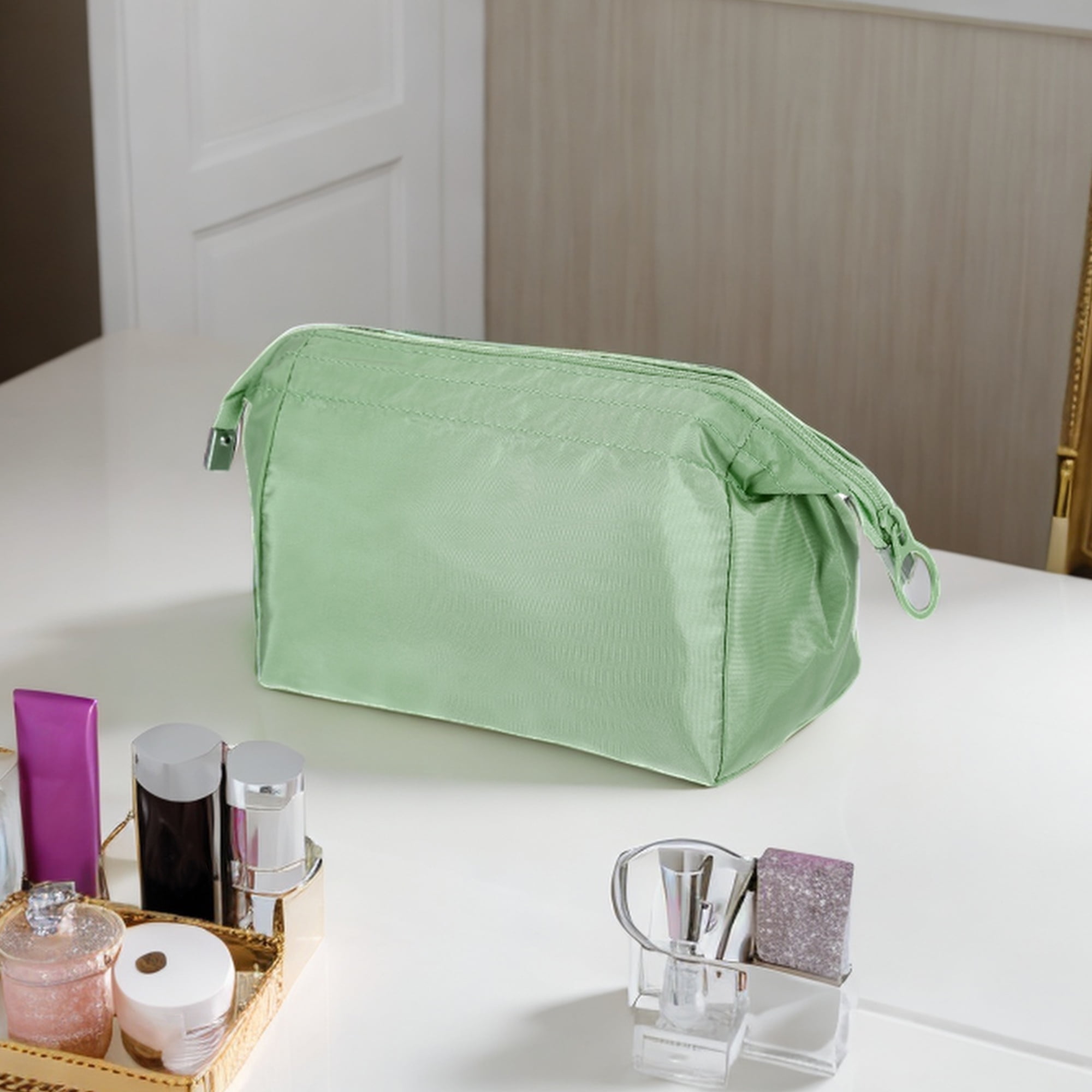 Unique Bargains Women Durable Makeup Bag for Business Travel Vacation Wedding Gym Green