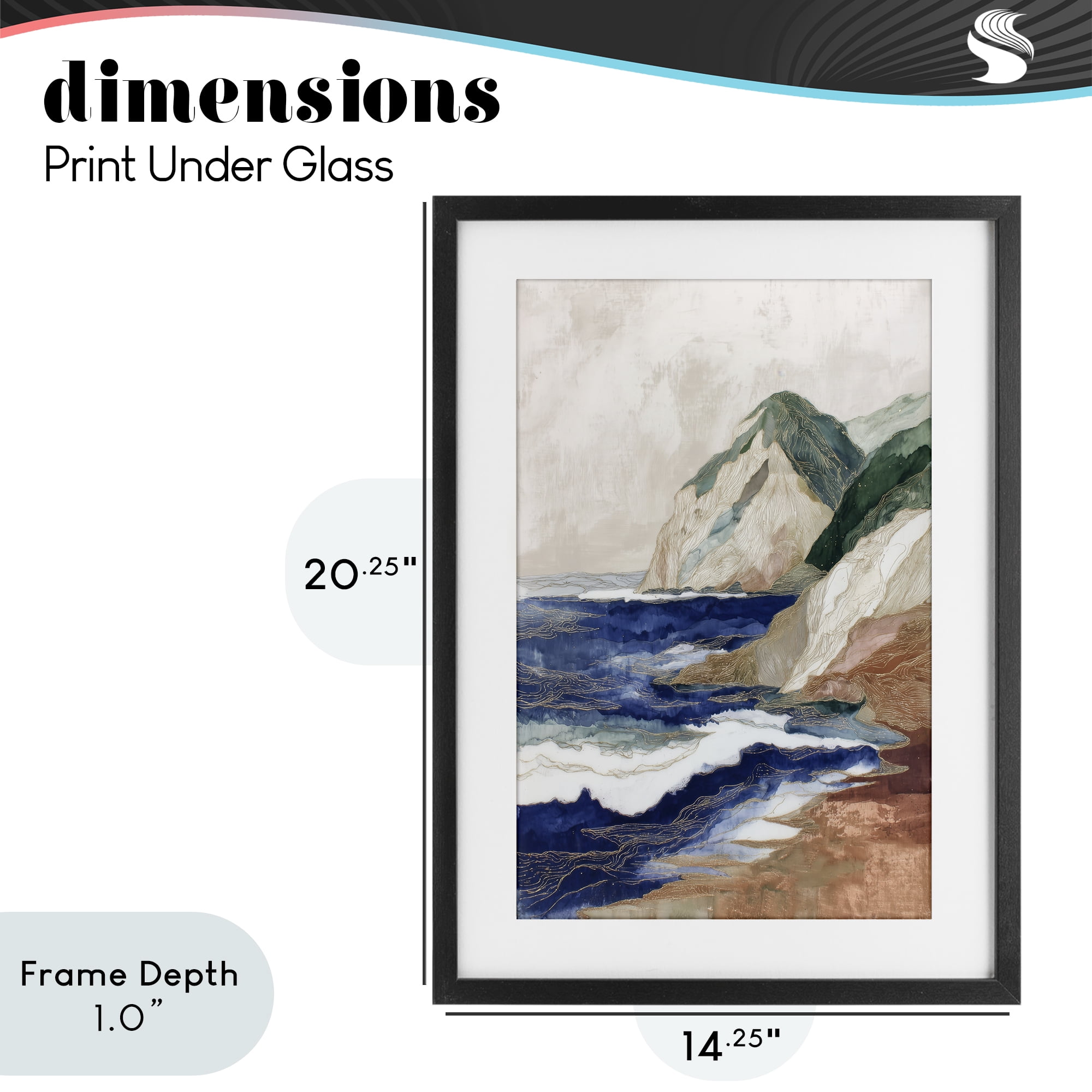 Stupell Industries Cliff Next To The Sea Black Framed Print Under Glass, design by Chromatic Storm Studio