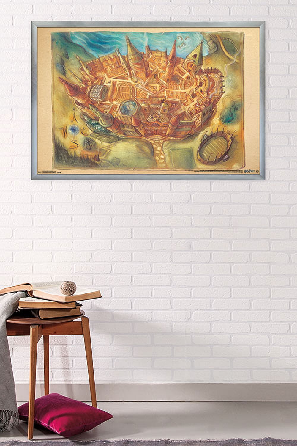 The Wizarding World: Harry Potter - Hogwarts Map Wall Poster, 22.375" x 34", Framed