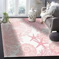 thumbnail image 3 of 2x3 Area Rugs Pink Ocean Marine Life Small Entryway Mats, Coastal Shell Starfish Coral Laundry Room Rug Non Slip Rugged Throw Rugs for Front Door Bedroom Bedside, 3 of 7