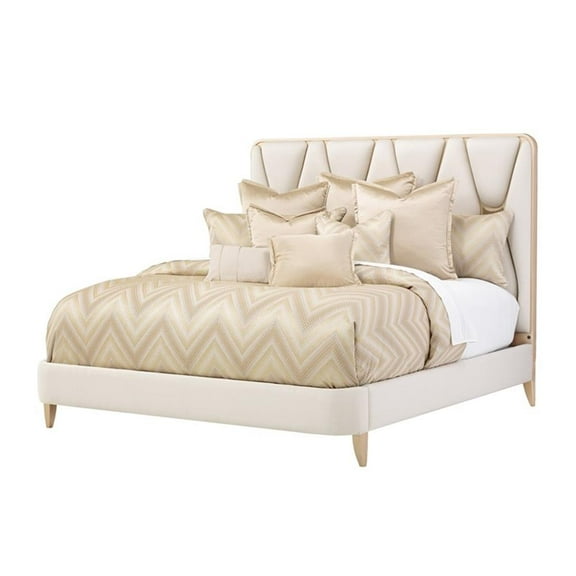 Michael Amini La Rachelle Eastern King Panel Bed in Champagne Ivory & Chardonnay