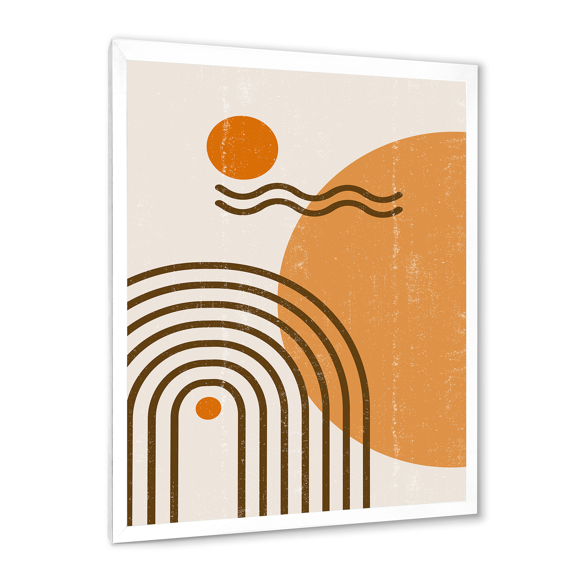 Designart 'Abstract Rainbow Moon and Sun In Earth Tones II' Modern Framed Art Print