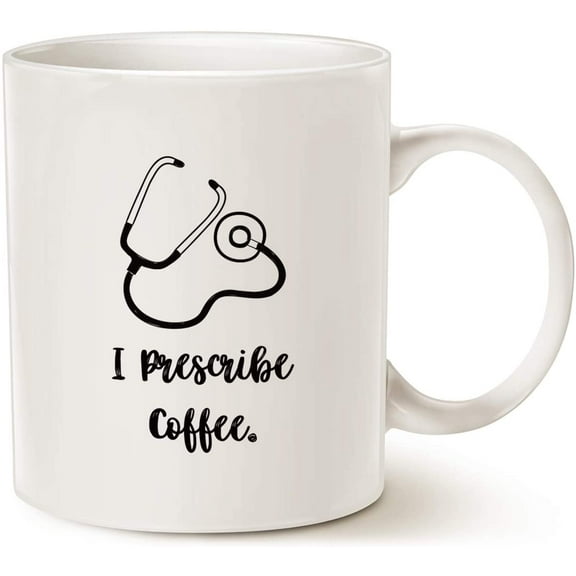 Funny Doctor Coffee Mug, I Prescribe Coffee Best Dr Gifts Ceramic Cup White, 11 Oz