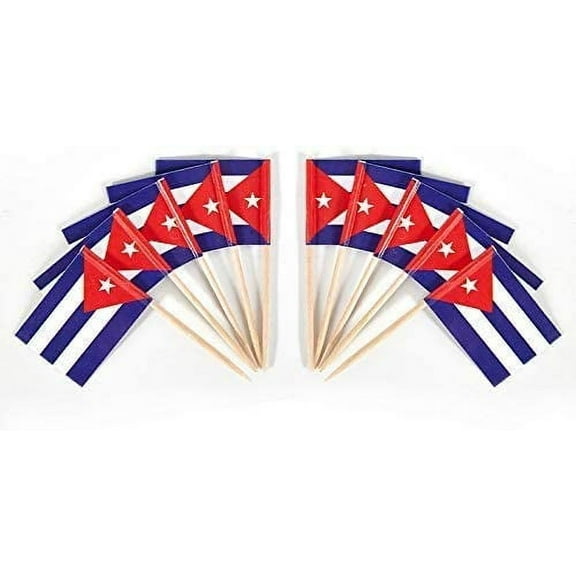100 Pcs Cuba Flag Cuban Toothpick Flags, Small Mini Stick Cupcake Toppers Cuban Flags,Country Picks Party Decoration Celebration Cocktail Food Bar Cake Flags