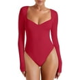 thumbnail image 6 of Womens Trendy Sexy Sweetheart Neck Double Lined Layering Long Sleeve Body Suit Going Out Bodysuits Tops, 6 of 12