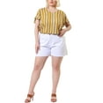 thumbnail image 2 of Unique Bargains Women's Plus Size Blouses Short Sleeve Loose Stripe Top, 2 of 7