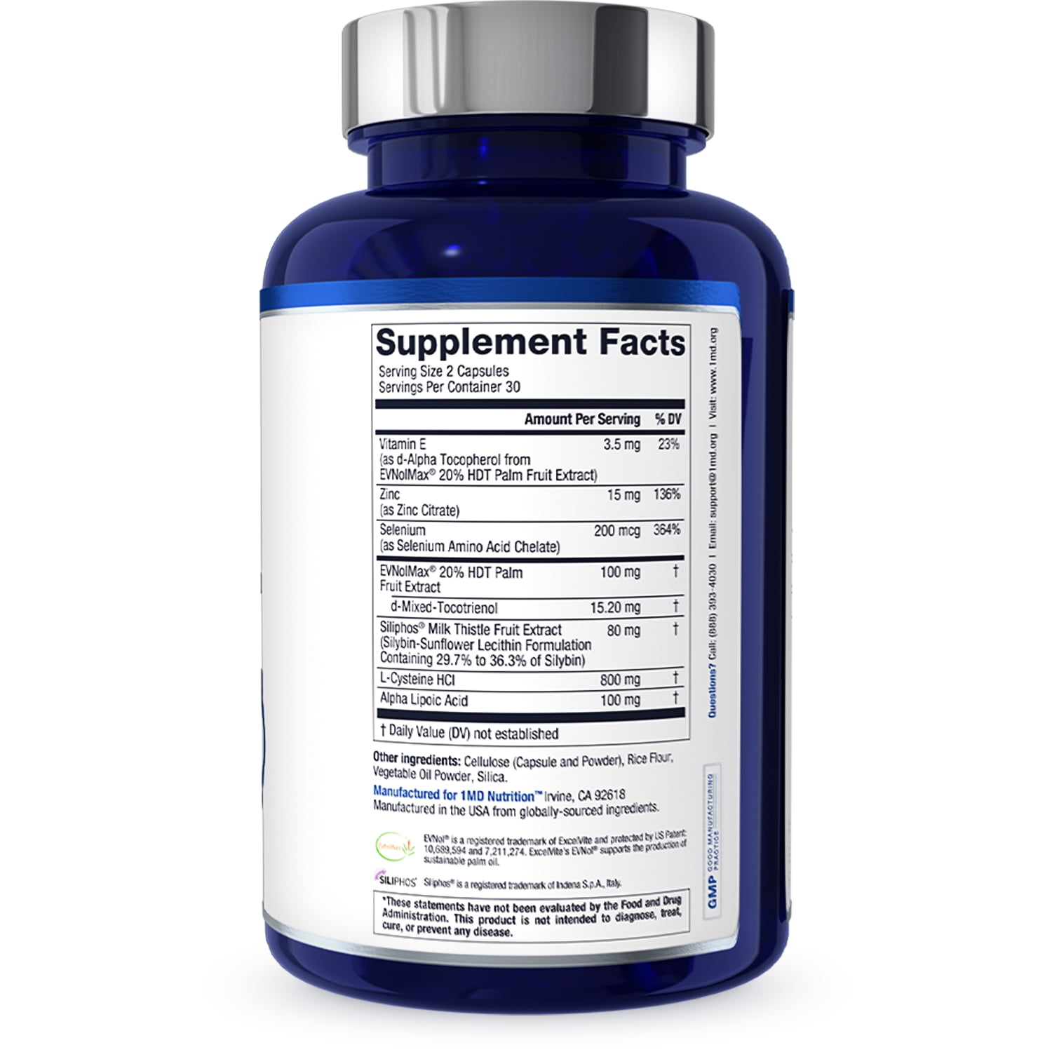1MD Nutrition LiverMD - Liver Cleanse Supplement | Siliphos Milk Thistle Extract - Highly Bioavailable, Clinically Studied for Liver Detox | 60 Capsules