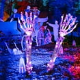 thumbnail image 2 of 2Pcs HEJULIK Halloween Decoration, Lighted Skeleton Arm Stake,Scary Realistic Hands Bone Waterproof Battery Operated, Indoor Outdoor Halloween Ornament - Purple, 2 of 8