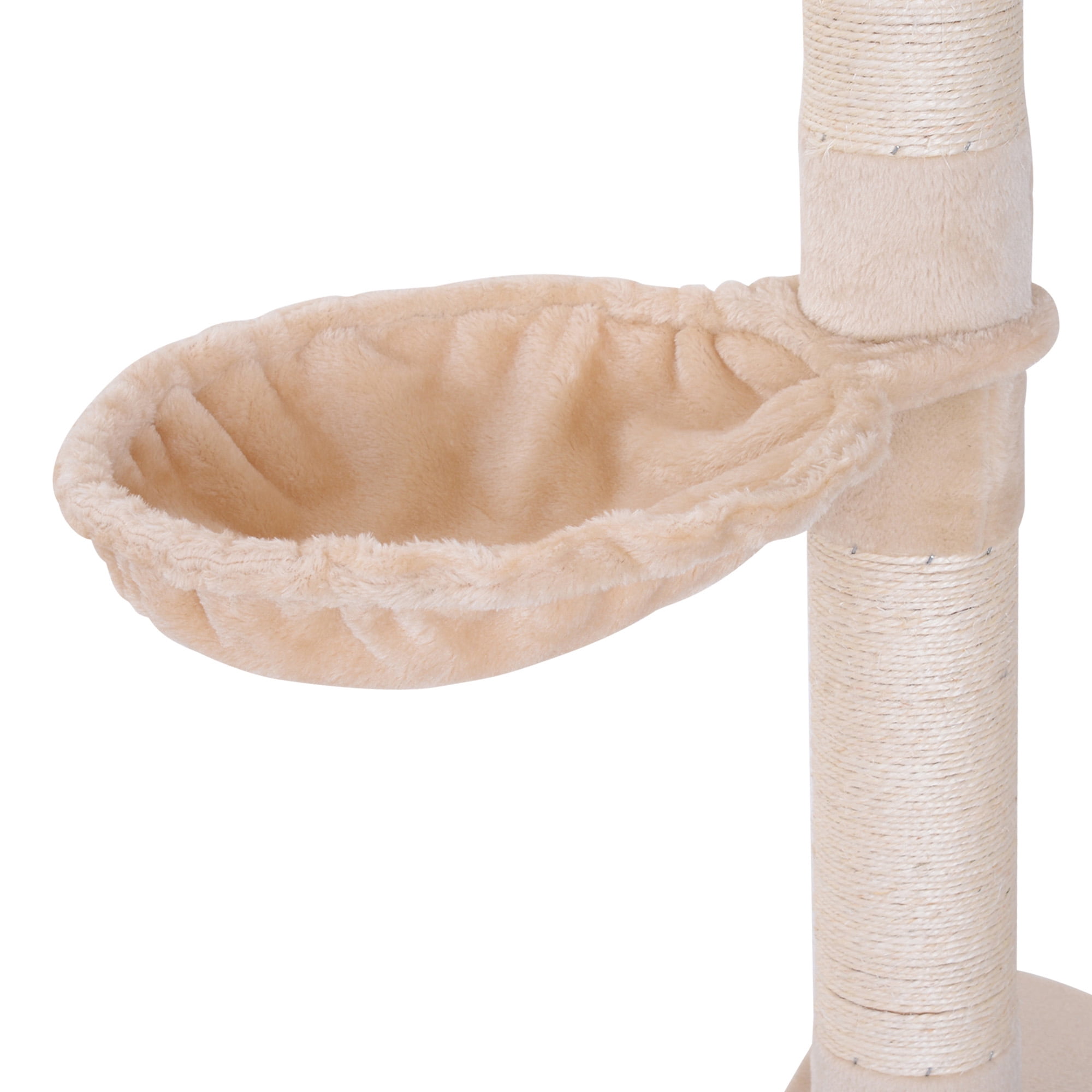 PawHut 9' Adjustable Height Floor-To-Ceiling Vertical Cat Tree - Beige and White