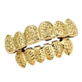 thumbnail image 2 of Hip-Hop Rapper 18K Boca Caps Custom Teeth Grill Top Bottom Grill Set Unisex - dorado Hugo Dientes de parrilla de hip hop, 2 of 10