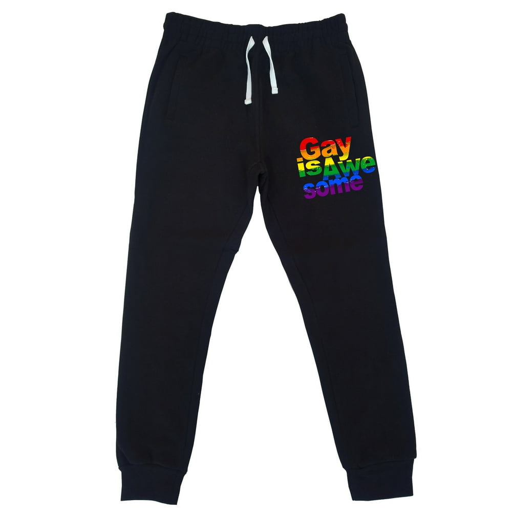Koyotee - Men's Gay Is Awesome KT T189 Black Fleece Gym Jogger ...