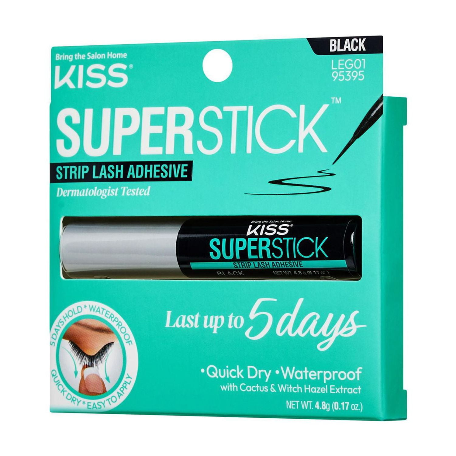 KISS Super Colle à faux cils sur bande - tenue de 5 jours - Poids net 4,8 g (0,17 oz) - Noir KISS Adhésif pour faux cils