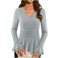 thumbnail image 2 of Roncen Women's Dressy Blouses Ruffle Long Sleeve Peplum Sparkly Tops, 2 of 9