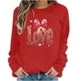 thumbnail image 6 of Womens Glitter Love Sweatshirt Valentines Day Bow Graphic Pullover Long Sleeve Crewneck Tops Sparkle Pink Holiday Shirt, 6 of 6