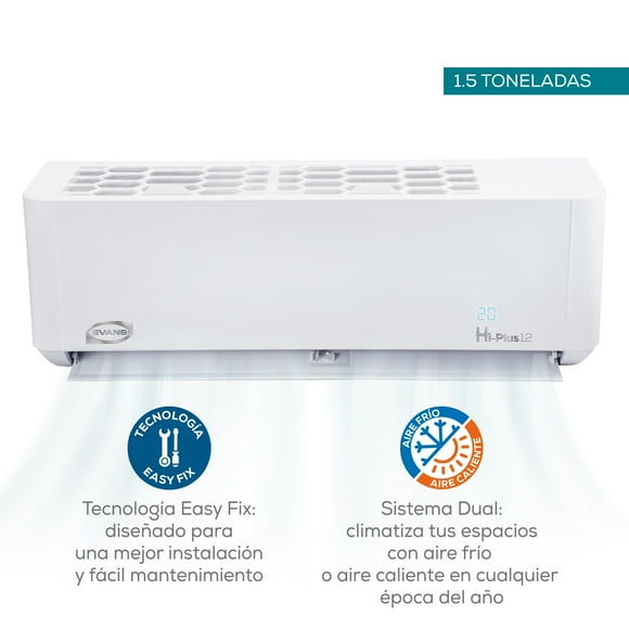Minisplit Evans on-off 1.5 tonelada 220 V SEER 12 DUAL (frio y calor)