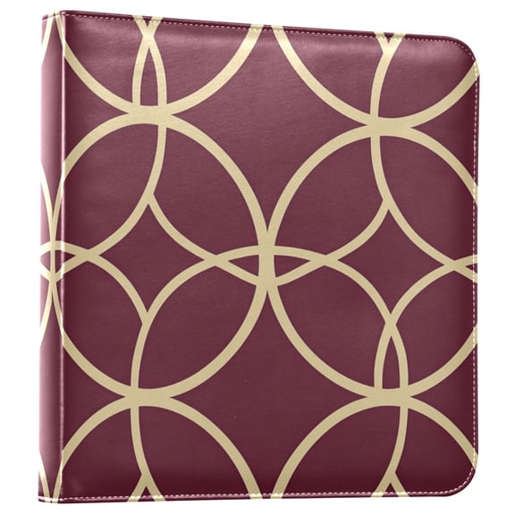 FORMRS 3 Ring Photo Album 4"x6" Self Adhesive Large Capacity PU Leather Cover, Red Circles